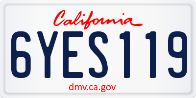 CA license plate 6YES119