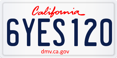 CA license plate 6YES120