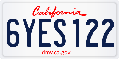 CA license plate 6YES122