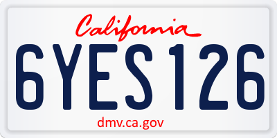 CA license plate 6YES126