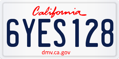 CA license plate 6YES128