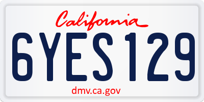 CA license plate 6YES129