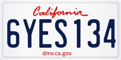 CA license plate 6YES134