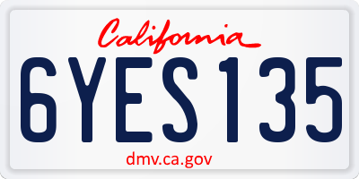 CA license plate 6YES135