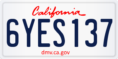CA license plate 6YES137