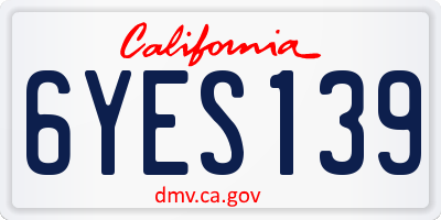 CA license plate 6YES139