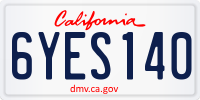 CA license plate 6YES140