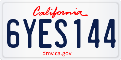 CA license plate 6YES144