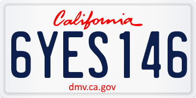CA license plate 6YES146
