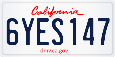 CA license plate 6YES147