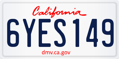 CA license plate 6YES149