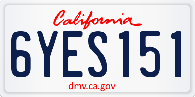 CA license plate 6YES151