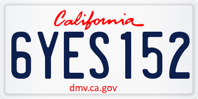 CA license plate 6YES152