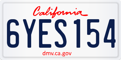 CA license plate 6YES154