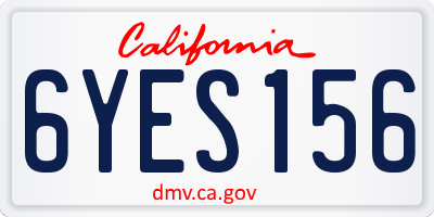CA license plate 6YES156