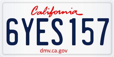 CA license plate 6YES157