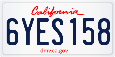 CA license plate 6YES158