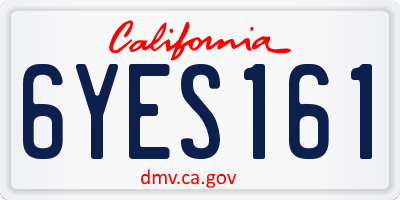 CA license plate 6YES161