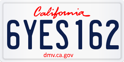 CA license plate 6YES162