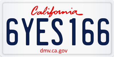 CA license plate 6YES166