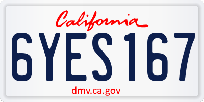 CA license plate 6YES167