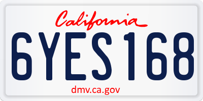 CA license plate 6YES168