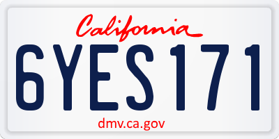 CA license plate 6YES171
