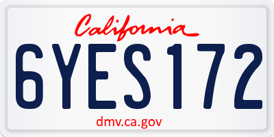 CA license plate 6YES172