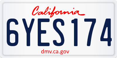 CA license plate 6YES174