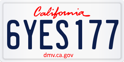 CA license plate 6YES177