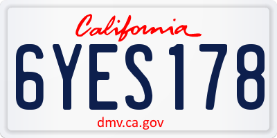 CA license plate 6YES178
