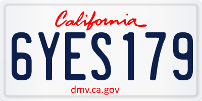 CA license plate 6YES179