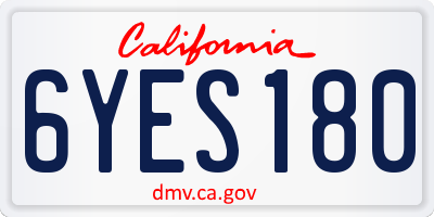 CA license plate 6YES180