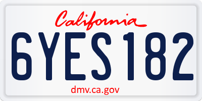 CA license plate 6YES182