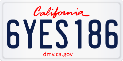 CA license plate 6YES186