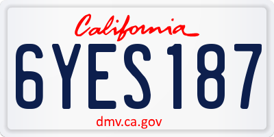 CA license plate 6YES187