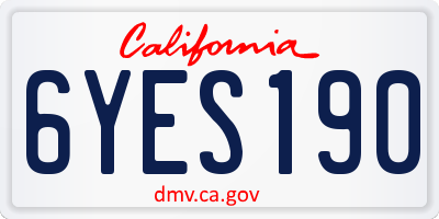 CA license plate 6YES190