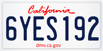 CA license plate 6YES192