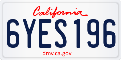 CA license plate 6YES196