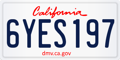 CA license plate 6YES197