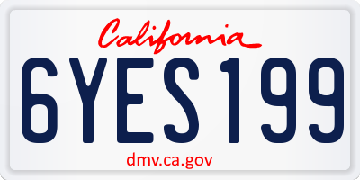 CA license plate 6YES199