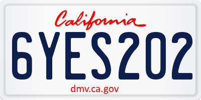 CA license plate 6YES202