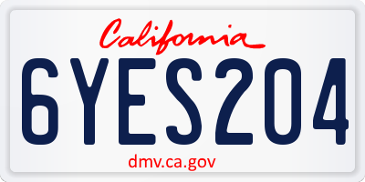 CA license plate 6YES204