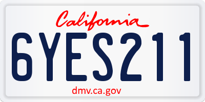 CA license plate 6YES211