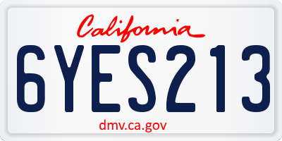 CA license plate 6YES213