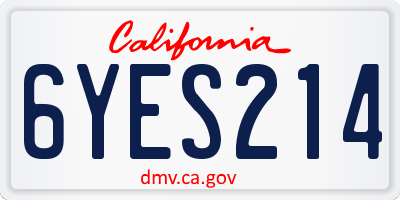 CA license plate 6YES214