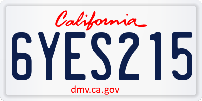CA license plate 6YES215
