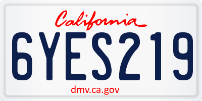 CA license plate 6YES219