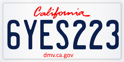CA license plate 6YES223
