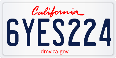 CA license plate 6YES224